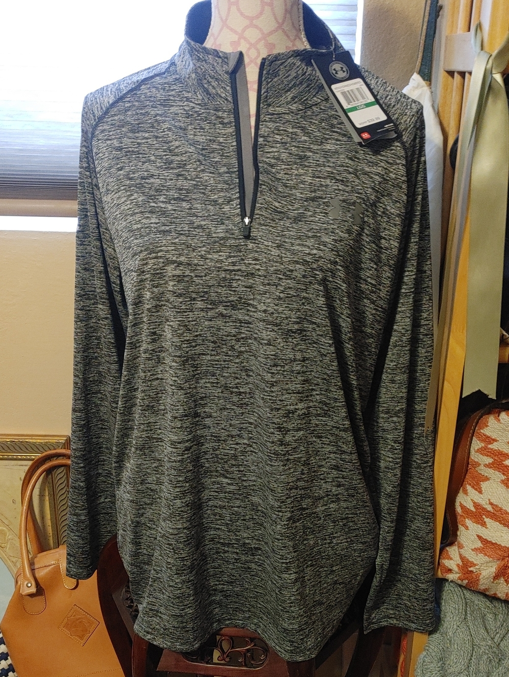 Under Armour Black & Gray Heather Half-Zip Pullover